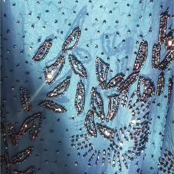 Mia Bella Aqua Blue Sequined Party Dress - Picture 6 of 8